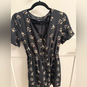 Madwell Floral Black Button-Up Romper